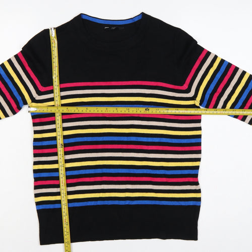 M&Co Women Black Multicolour Striped Knit Jumper Size 10