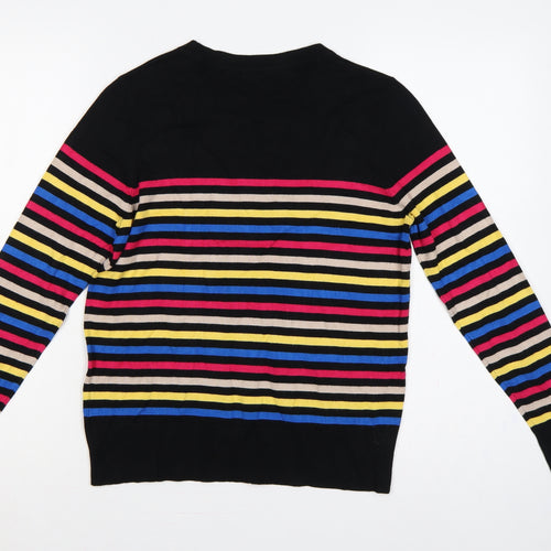M&Co Women Black Multicolour Striped Knit Jumper Size 10