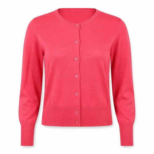 Oasis Women’s Pink L V-Neck Cotton Blend Button Cardigan