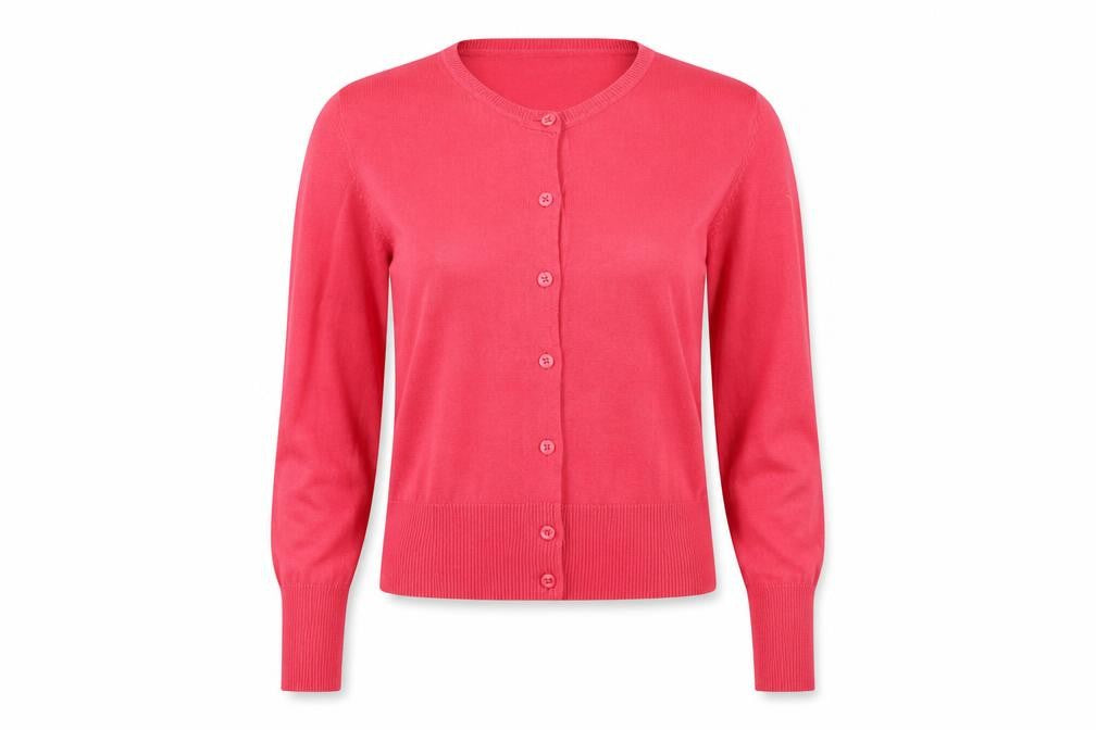 Oasis Women’s Pink L V-Neck Cotton Blend Button Cardigan