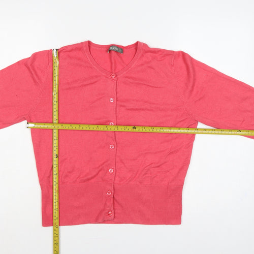 Oasis Women’s Pink L V-Neck Cotton Blend Button Cardigan