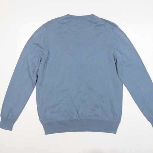 Marks and Spencer Mens Blue L Fine Cotton Crew Neck Pullover Jumper