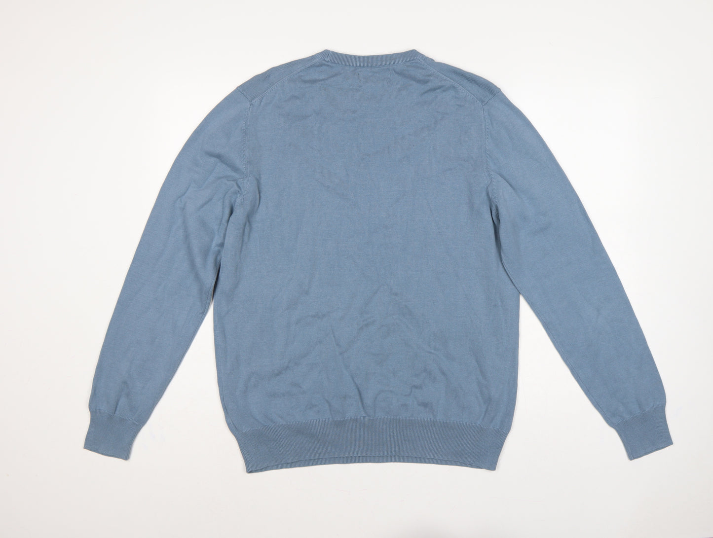 Marks and Spencer Mens Blue L Fine Cotton Crew Neck Pullover Jumper