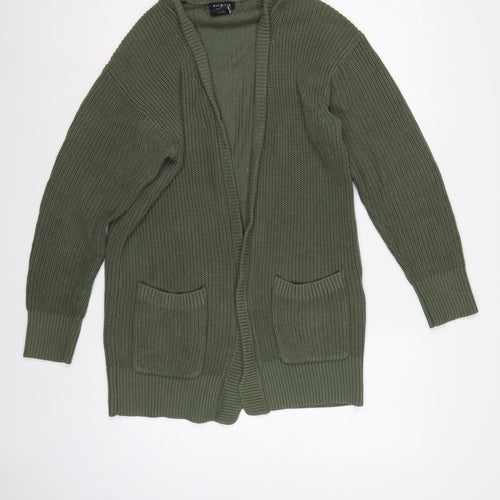 Max & Mia Women Green M Open Knit Longline Cardigan Pockets