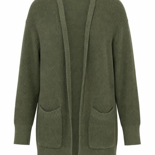 Max & Mia Women Green M Open Knit Longline Cardigan Pockets