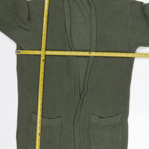 Max & Mia Women Green M Open Knit Longline Cardigan Pockets