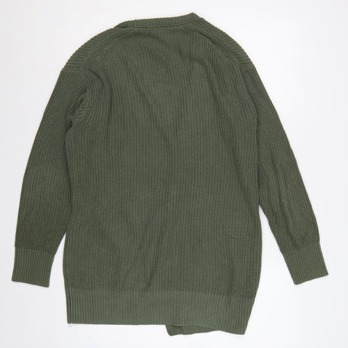 Max & Mia Women Green M Open Knit Longline Cardigan Pockets