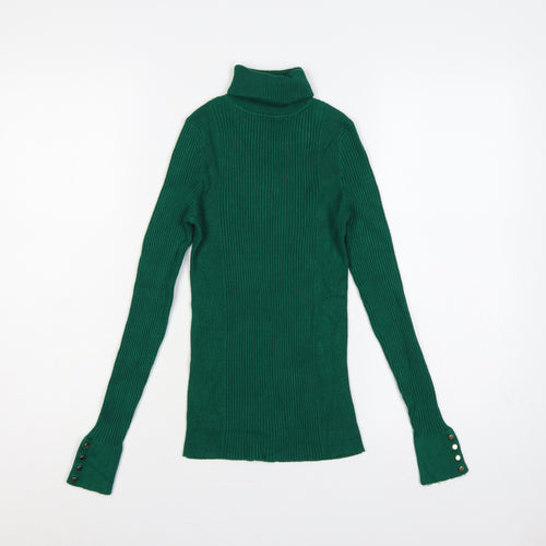 New Look Women Green Roll Neck Rib Knit Tunic Jumper UK 8