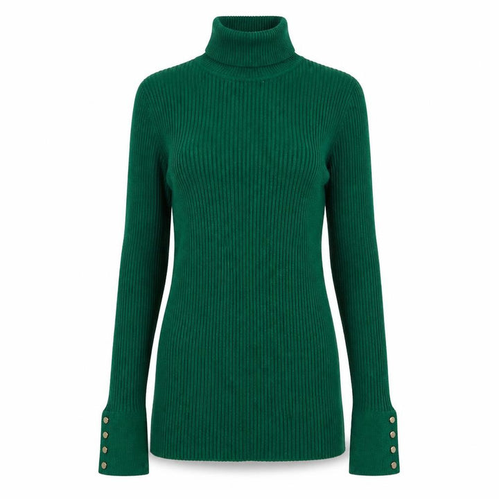New Look Women Green Roll Neck Rib Knit Tunic Jumper UK 8