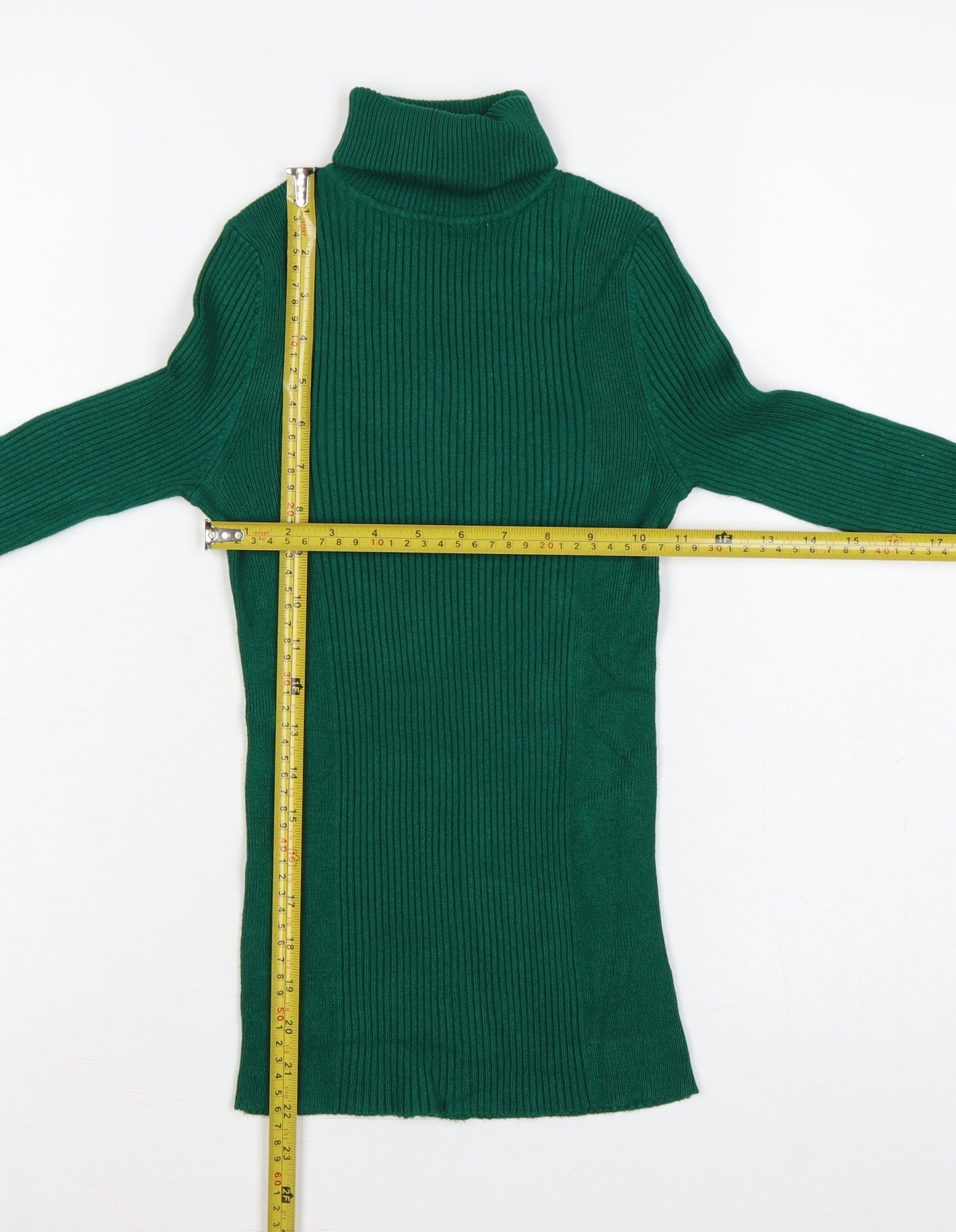 New Look Women Green Roll Neck Rib Knit Tunic Jumper UK 8