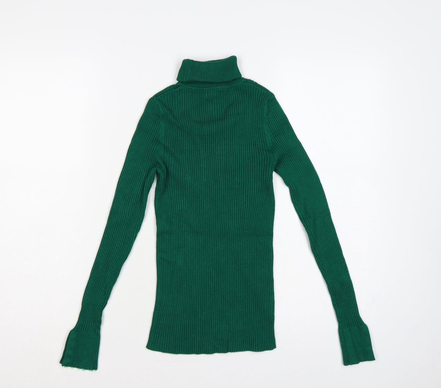 New Look Women Green Roll Neck Rib Knit Tunic Jumper UK 8