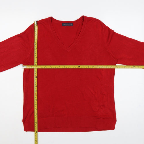 Marks and Spencer Women Red UK 16 V-Neck Raglan Knit Jumper