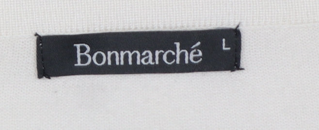 Bonmarché Women’s Ivory L Rhinestone Button Knit Cardigan