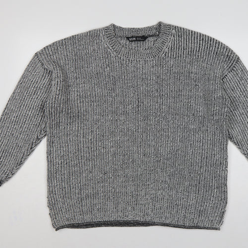 Yours Women Grey Marl Chunky Knit Crew Neck Jumper UK 14-16