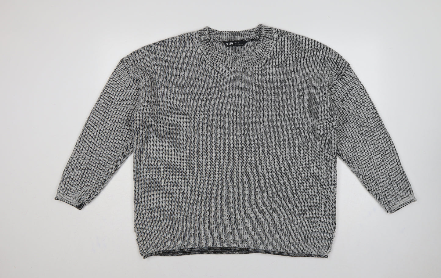 Yours Women Grey Marl Chunky Knit Crew Neck Jumper UK 14-16