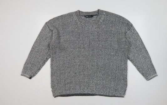 Yours Women Grey Marl Chunky Knit Crew Neck Jumper UK 14-16