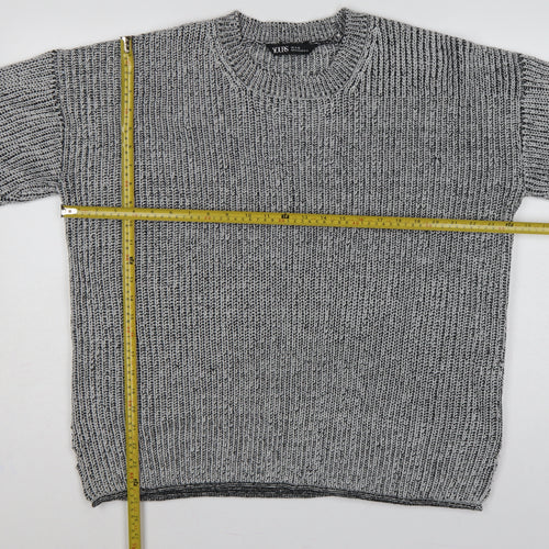 Yours Women Grey Marl Chunky Knit Crew Neck Jumper UK 14-16