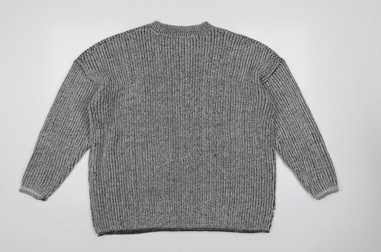 Yours Women Grey Marl Chunky Knit Crew Neck Jumper UK 14-16
