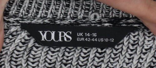Yours Women Grey Marl Chunky Knit Crew Neck Jumper UK 14-16