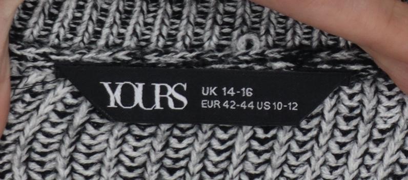 Yours Women Grey Marl Chunky Knit Crew Neck Jumper UK 14-16