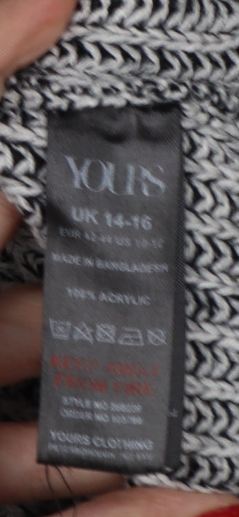 Yours Women Grey Marl Chunky Knit Crew Neck Jumper UK 14-16