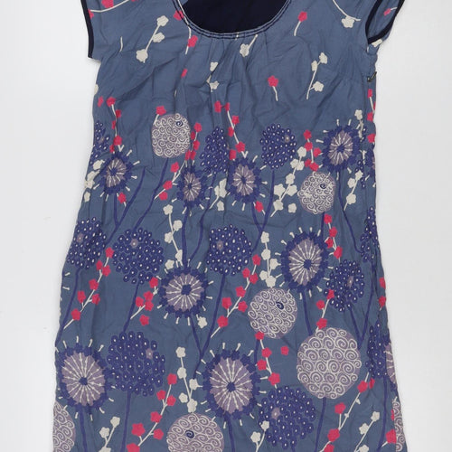 White Stuff Women Blue Floral Cotton Shift Dress Size 8
