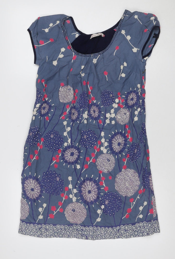 White Stuff Women Blue Floral Cotton Shift Dress Size 8