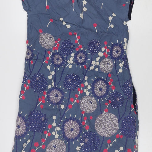 White Stuff Women Blue Floral Cotton Shift Dress Size 8