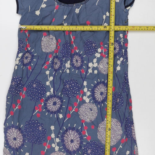 White Stuff Women Blue Floral Cotton Shift Dress Size 8