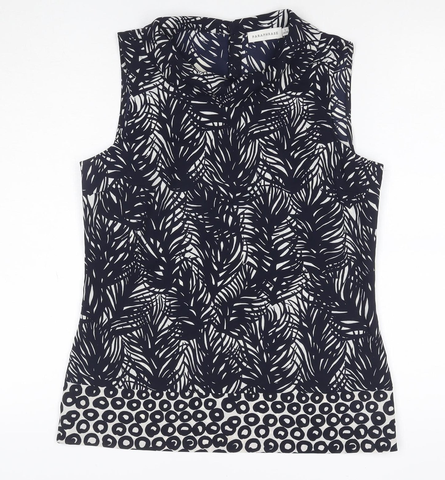 Paraphrase Women’s Black Tropical Print Sleeveless Blouse UK 10