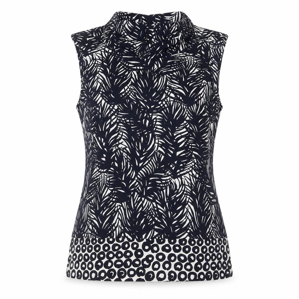 Paraphrase Women’s Black Tropical Print Sleeveless Blouse UK 10