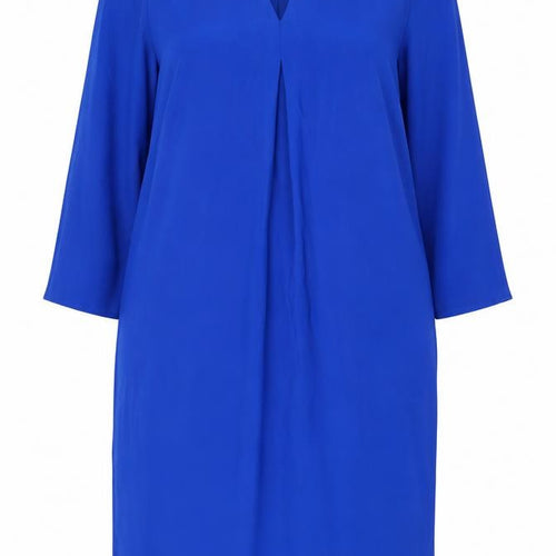 John Lewis Women Blue UK 18 Knee Length Sheath Ruched Long Sleeve Dress