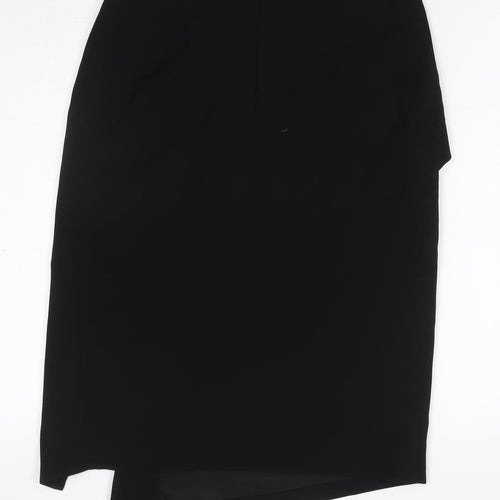 Witchery Women Black UK 8 Asymmetric Wrap Mini Skirt Silver D-Ring