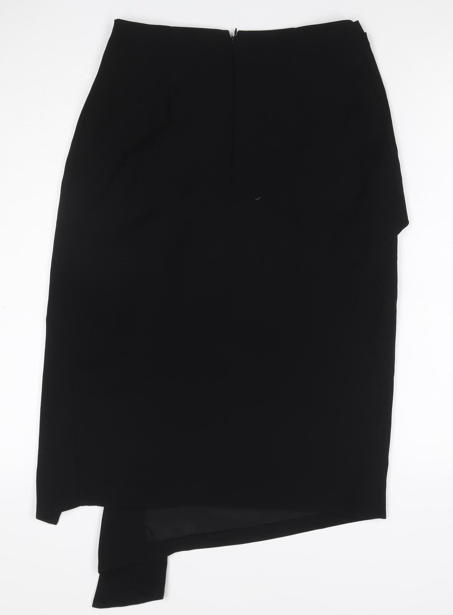 Witchery Women Black UK 8 Asymmetric Wrap Mini Skirt Silver D-Ring