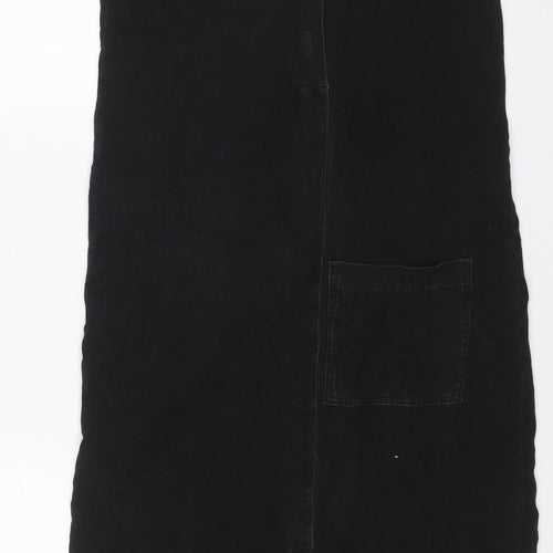 Toast Women Black XS Denim Pinafore Dungaree Knee Length Pocket Dress
