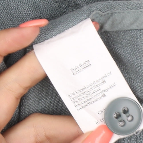 Part Two Women Grey Linen Button-Up Sleeveless Top Size 14 Pockets
