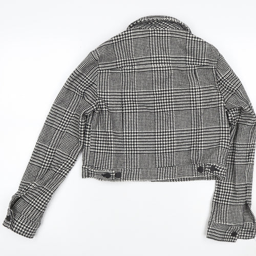 Forever 21 Women’s Black White Check Cropped Tweed Jacket Size S