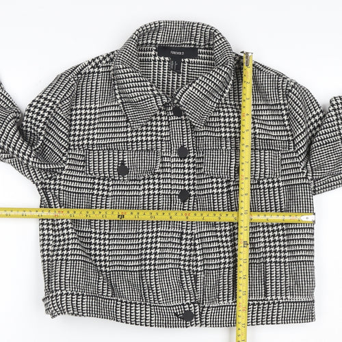 Forever 21 Women’s Black White Check Cropped Tweed Jacket Size S