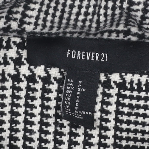 Forever 21 Women’s Black White Check Cropped Tweed Jacket Size S