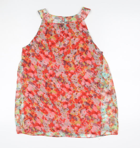 Wallis Women Multicoloured UK 12 Floral Chiffon Sleeveless Tunic Blouse