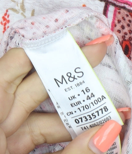 Marks and Spencer Women Multicoloured Floral Jersey Blouse UK 16
