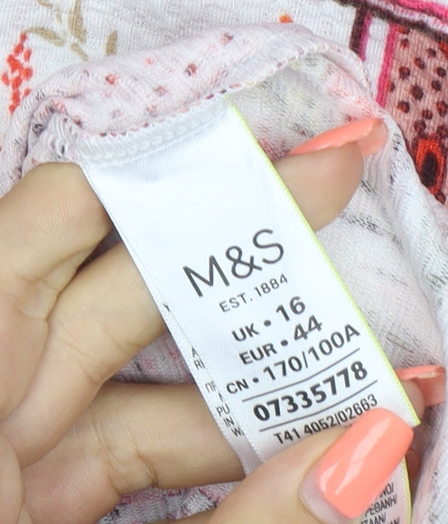 Marks and Spencer Women Multicoloured Floral Jersey Blouse UK 16