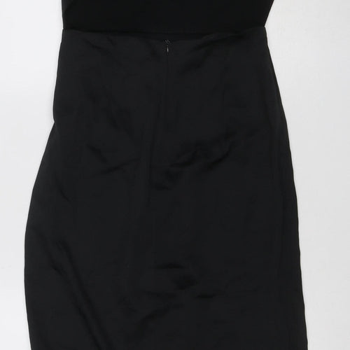 Zara Women Black UK 12 Midi Slip Dress Strappy Formal Party