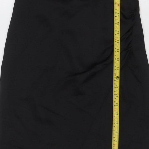 Zara Women Black UK 12 Midi Slip Dress Strappy Formal Party