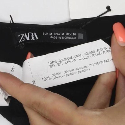 Zara Women Black UK 12 Midi Slip Dress Strappy Formal Party