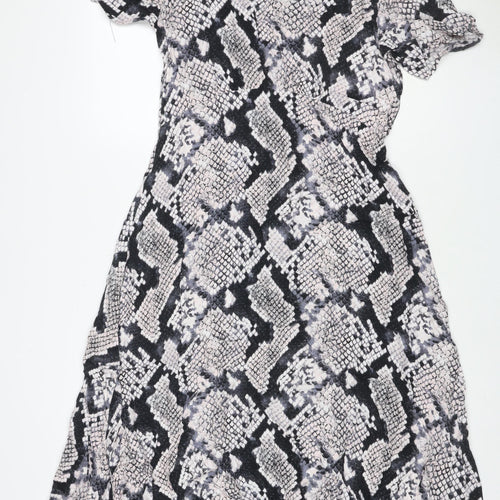 Principles Women Black Snake Print Shift Dress Size 16 Jersey