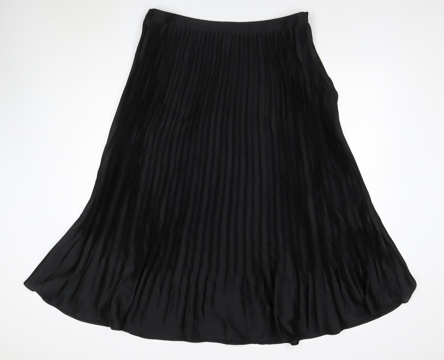 Marks & Spencer Women Black Size 18 Long Pleated Satin Skirt
