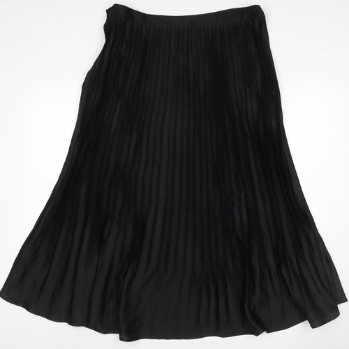 Marks & Spencer Women Black Size 18 Long Pleated Satin Skirt
