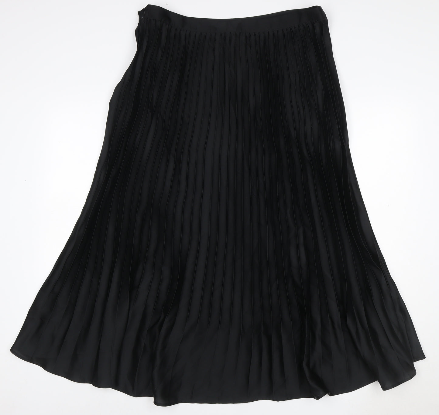Marks & Spencer Women Black Size 18 Long Pleated Satin Skirt