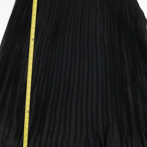 Marks & Spencer Women Black Size 18 Long Pleated Satin Skirt
